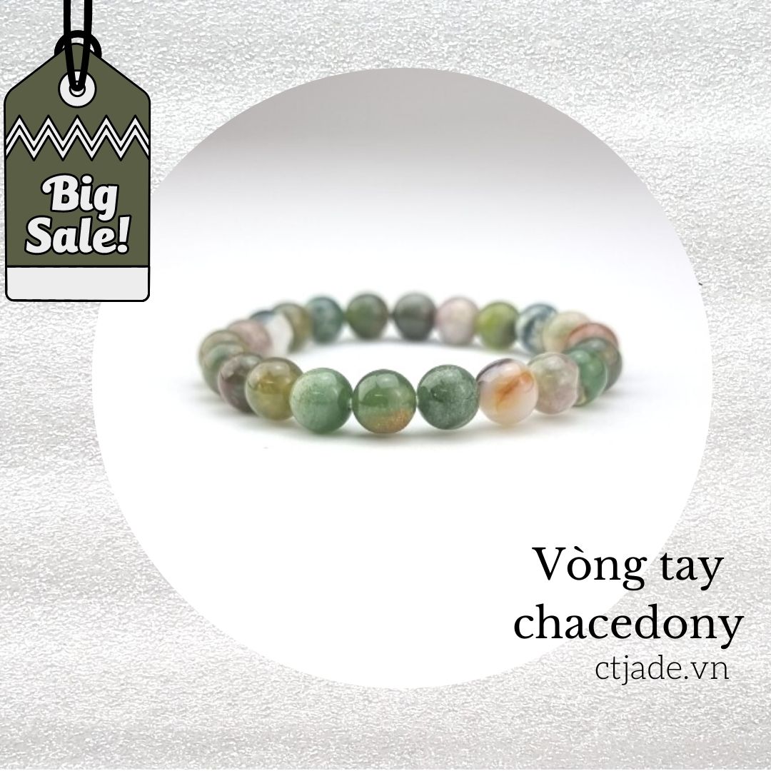2204181 SALE Vòng tay hộ mệnh vòng tay đá Thạch tủy Chalcedony thiên nhiên Saigonistar	